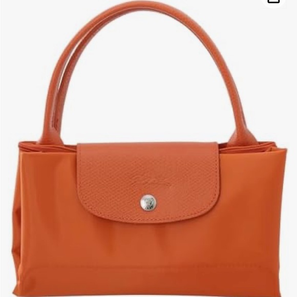 Longchamp Le Pliage Tote Bag, M Top Handle Orange Handbag New Retail $205 - Picture 3 of 16